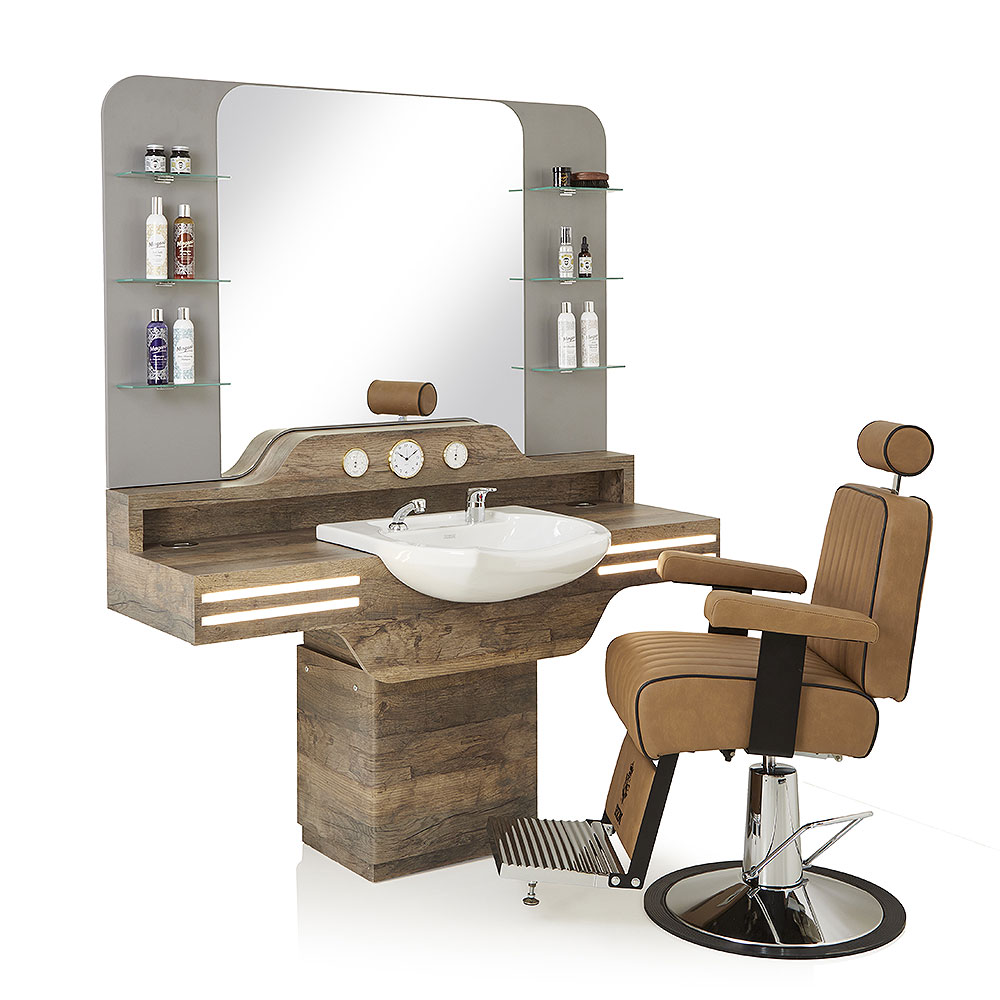 Cadillac – Barbier-Spiegelstation mit LED-Beleuchtung