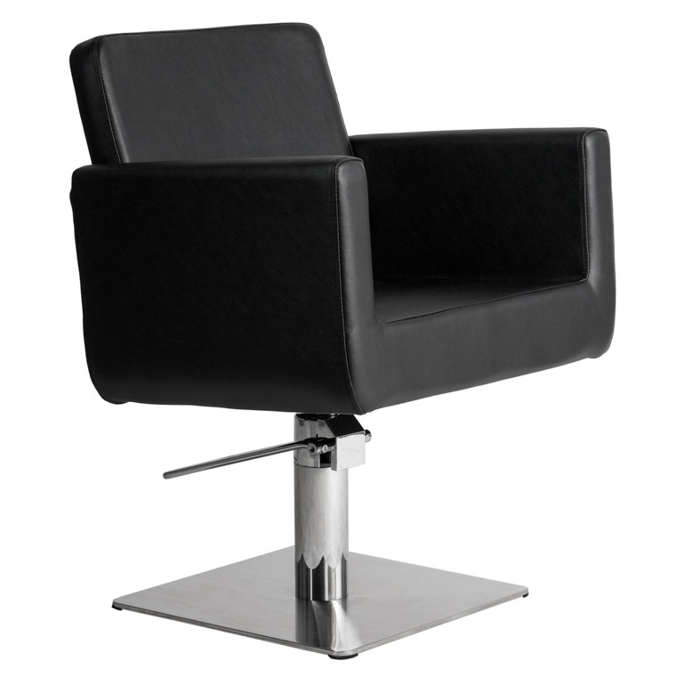 CHIC Q - Friseurstuhl Bedienstuhl Friseursessel Coiffeurstuhl schwarz quadratbasis