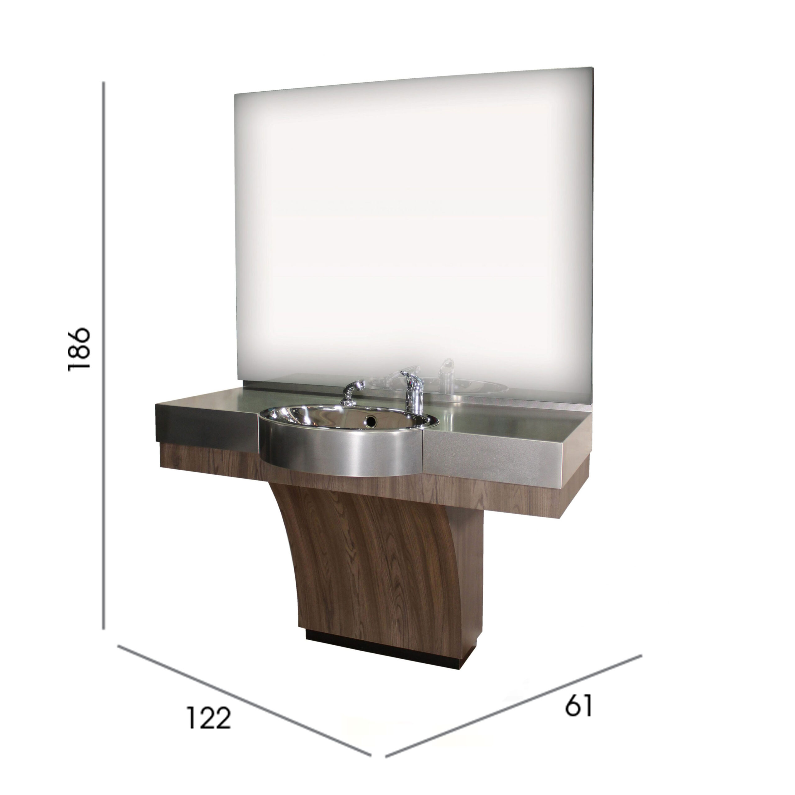 Duke – Barbier-Stylingstation mit kratzfester Edelstahl-Arbeitsplatte