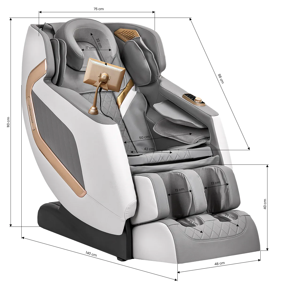Sakura Massagesessel Classic 306 Weiß-Grau