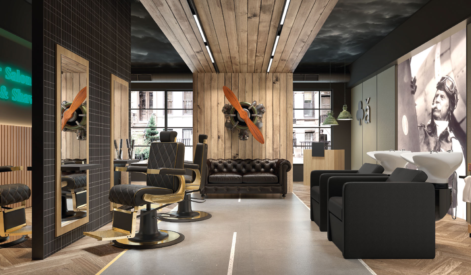 Wind Barber Shop – Moderner Barbershop im Luftfahrt-Design