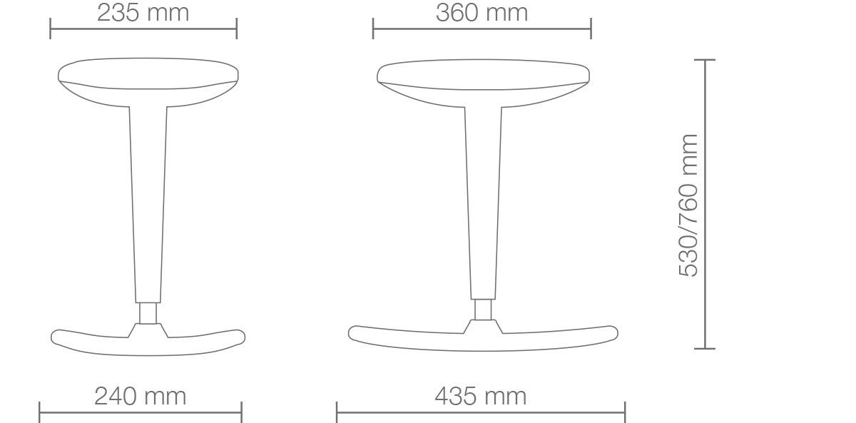 Flex Hocker Stuhl 'Flex' mit SKAI-Sitz, 12 Farben, Anti-Rutsch-Basis