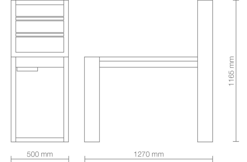 LED Maniküre-Tisch 'Living LED' mit modularer Struktur, Regalen und LED-Beleuchtung