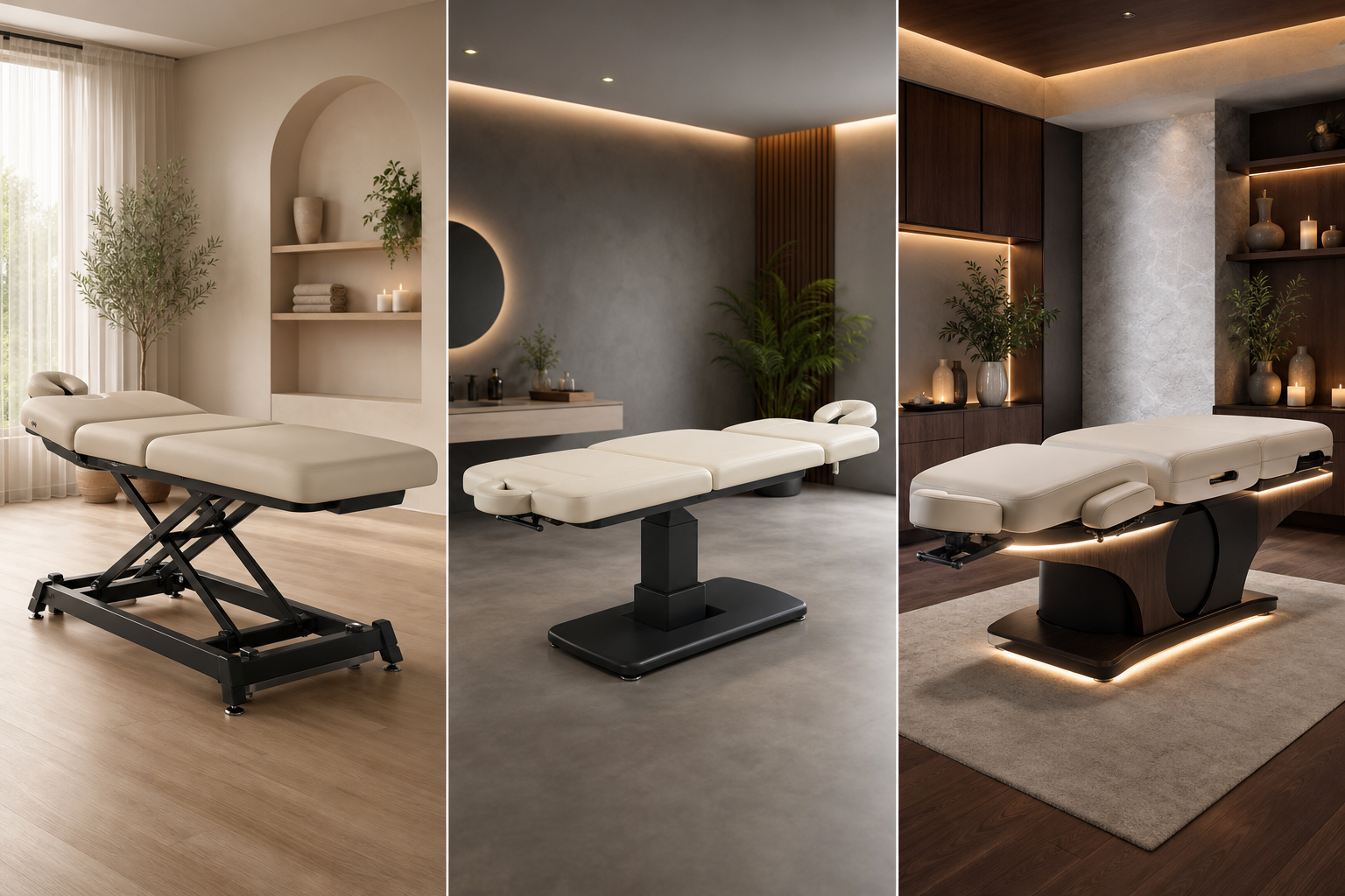 Massageliege Therapieliege Wellnessliege drei Typen Vergleich elektrisch professionell