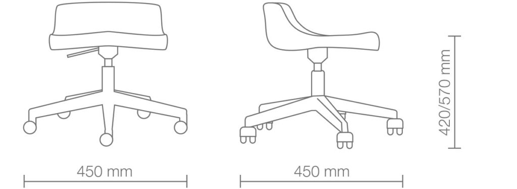 Stuhl mit Polyurethan-weißem Sitz, verchromter Stahlbasis, Höhenverstellbar, Gaslift