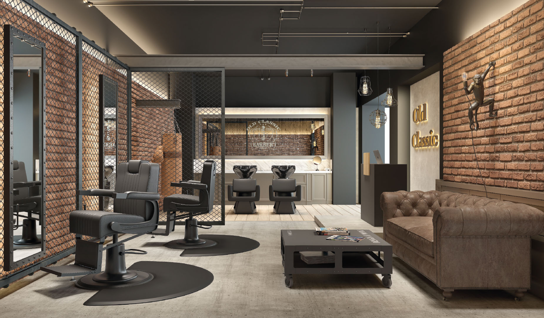 Iron Barber Shop – Klassischer Barbershop mit Metall und Sichtmauerwerk