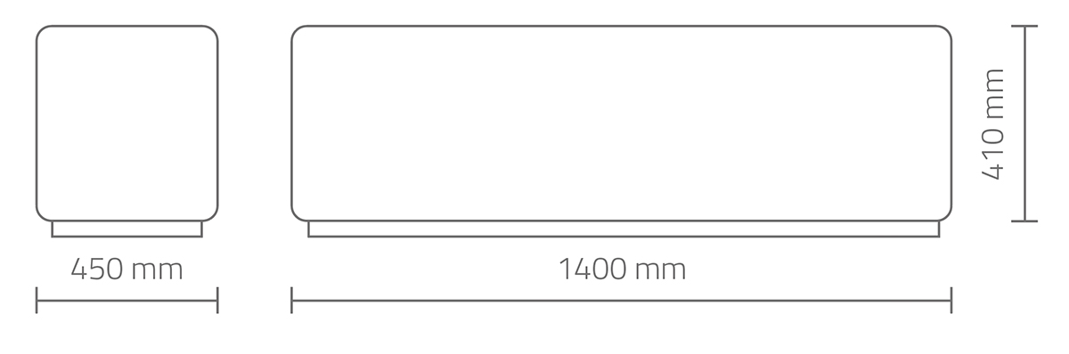 NAT BENCH Bank aus Melamin-Gesichtsboard, 10 Oberflächen, gebürsteter Stahlplattenrand, robust