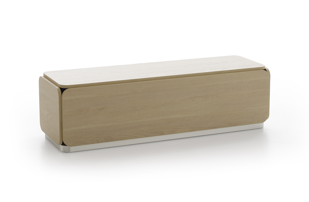 NAT BENCH Bank aus Melamin-Gesichtsboard, 10 Oberflächen, gebürsteter Stahlplattenrand, robust