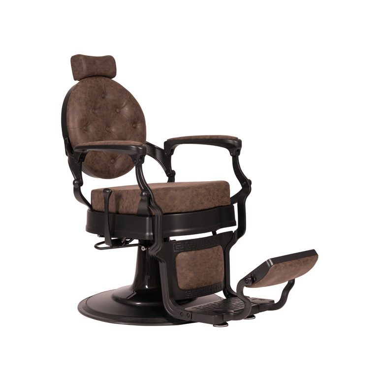 BUZZ BLACK - Friseurstuhl Bedienstuhl Friseursessel Salon Coiffeurstuhl altbraun