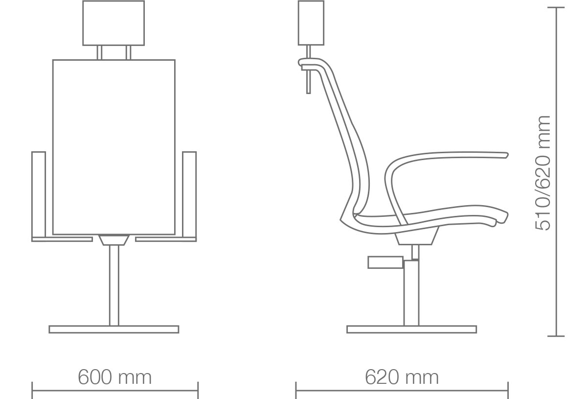 Make-up-Stuhl mit verchromtem Sockel, höhenverstellbar, Skai-Polsterung, 360°-Rotation