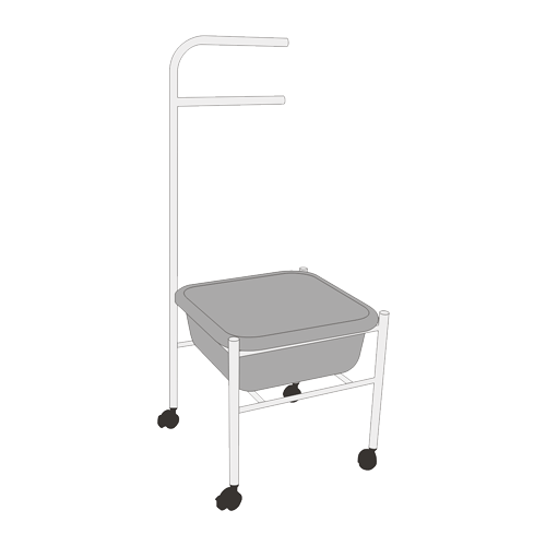Fußwannenwagen – rollbar, Stahlrohr-Gestell, mit Handtuchhalter, inkl. Wanne