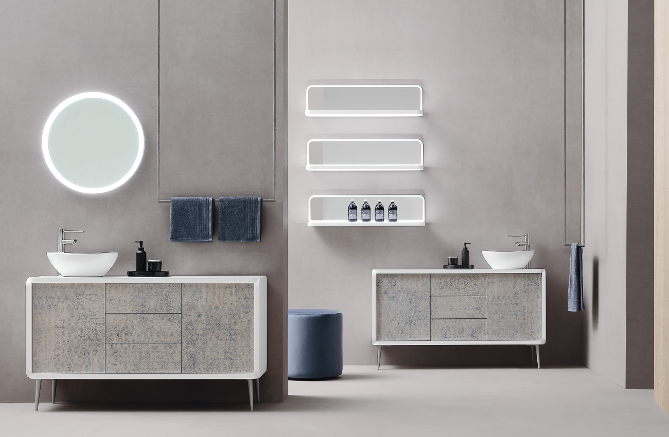 CREO 900 Schrank mit Waschbecken, klinischer Hebelmixer optional, links oder rechts