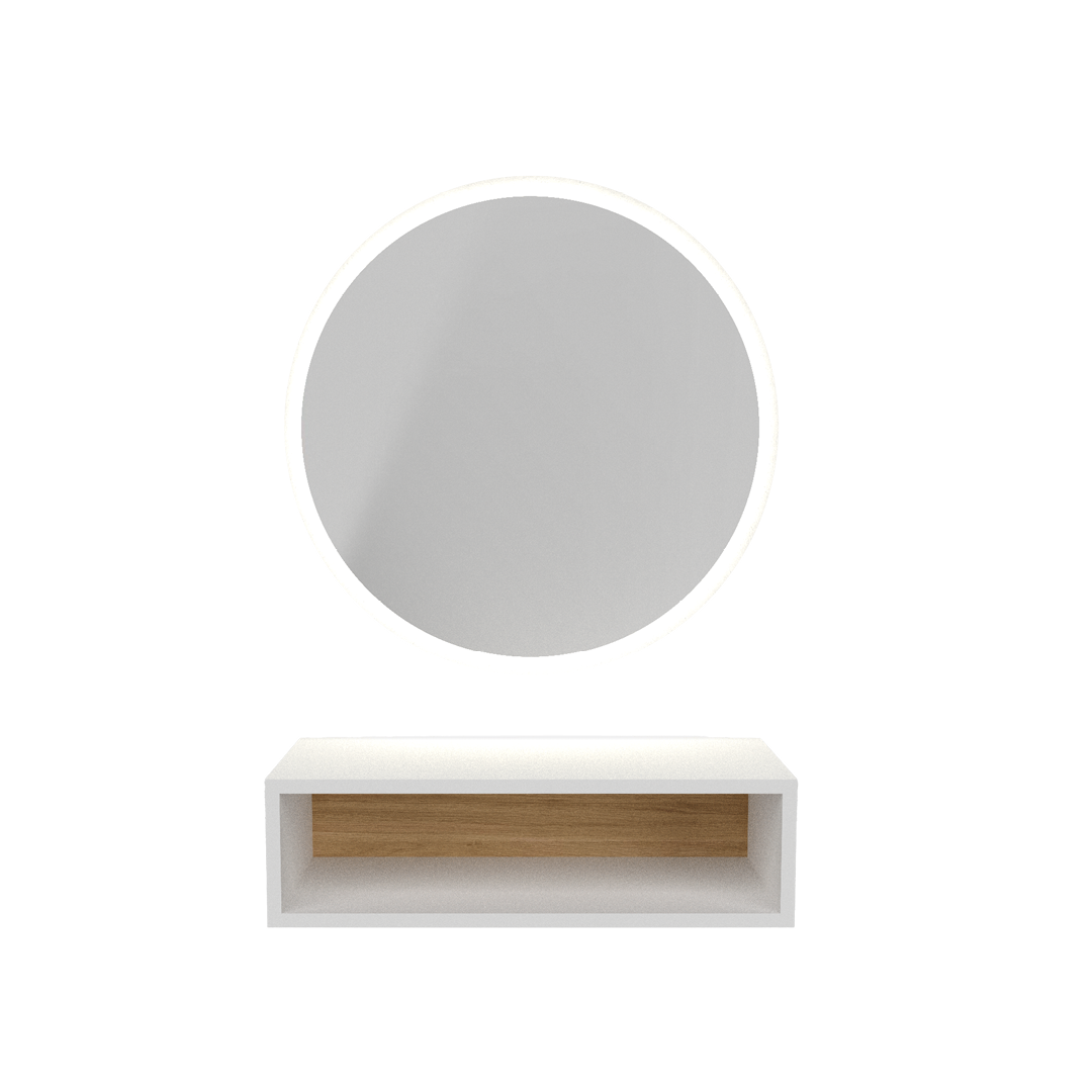 ROUND – Frisierplatz mit Spiegel und Regal