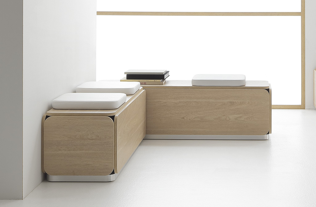 Nat Sofa Bench Sitzbank Melamin-Gesichtsboard, 10 Oberflächen, SKAI-Sitze in 12 Farben, stabil