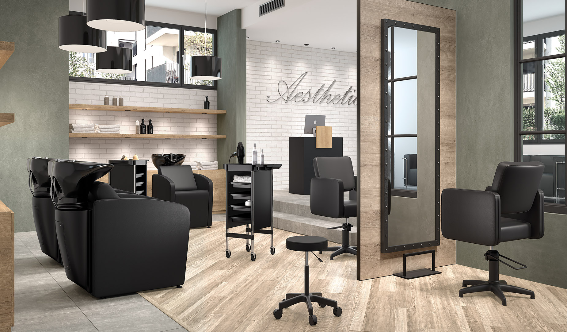 Iconic Hair Salon – Minimalistischer Friseursalon in Weiß und Holz