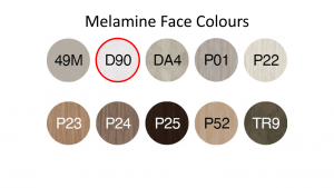 NAT Empfangsntheke mit Melamingesicht, 10 Oberflächen, Schublade, Kabeleintritt, oberes Regal