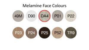 NAT Empfangsntheke mit Melamingesicht, 10 Oberflächen, Schublade, Kabeleintritt, oberes Regal